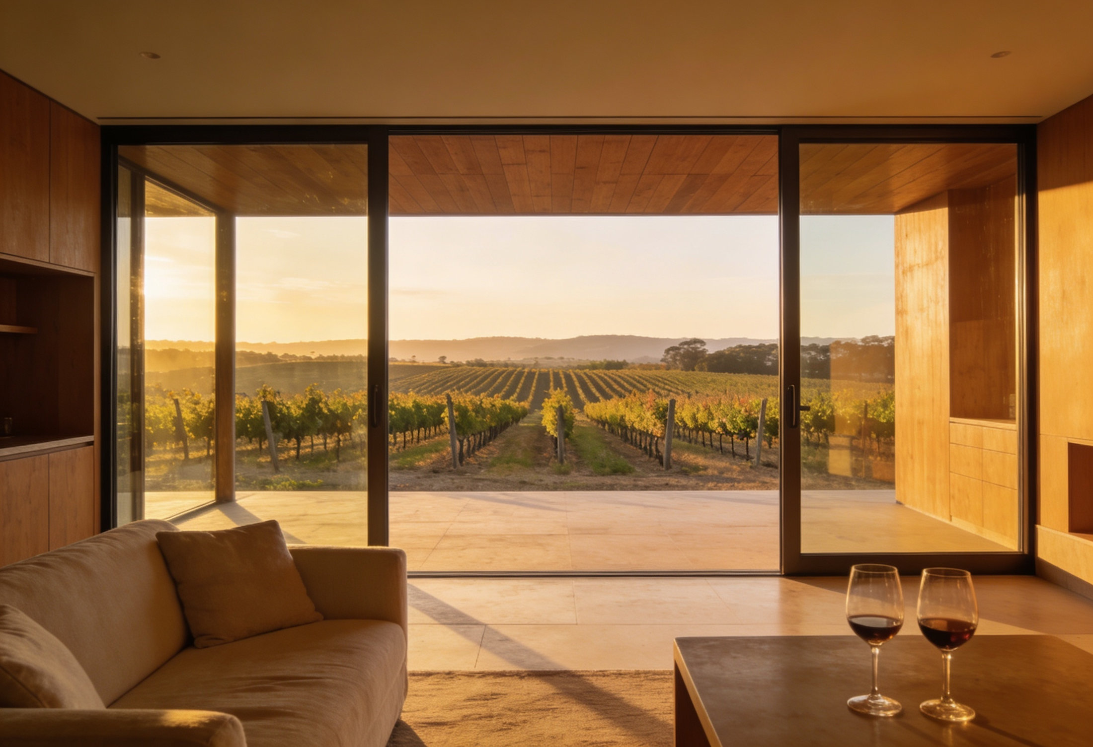 Arcadia hospitality suite in a vineyard setting