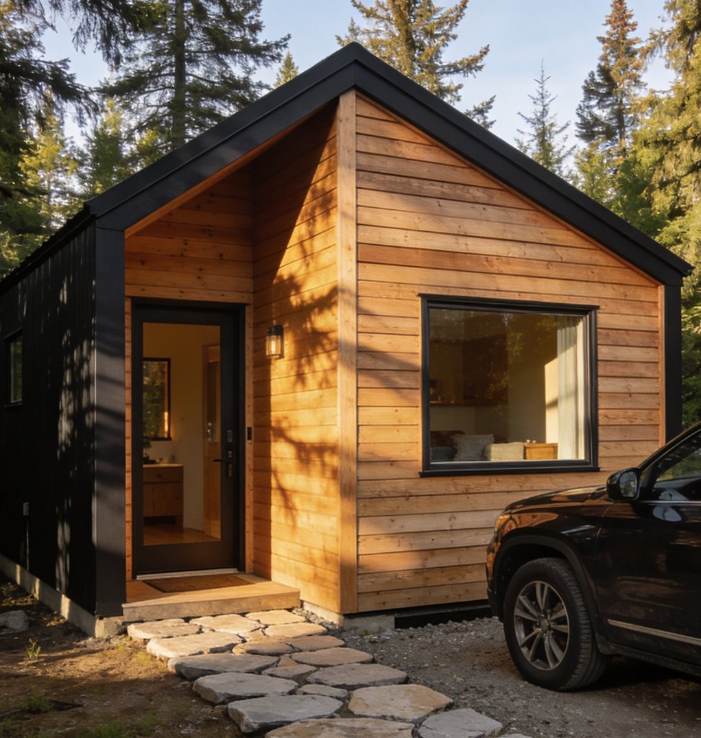 Completed Arcadia micro-structure with a car outfront